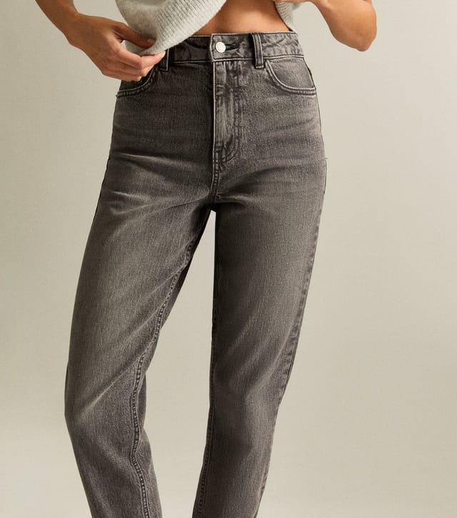 New Look Women's Grey Ankle Grazer High-Rise Denim Mom Jeans New Look - 3
