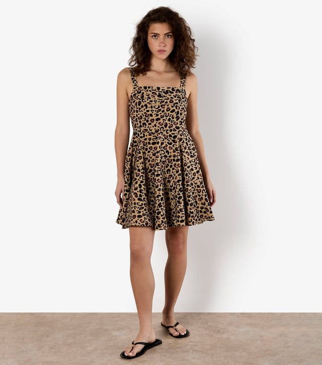 Apricot Women's Stone Leopard Print Skater Mini Dress Apricot New Look - 2