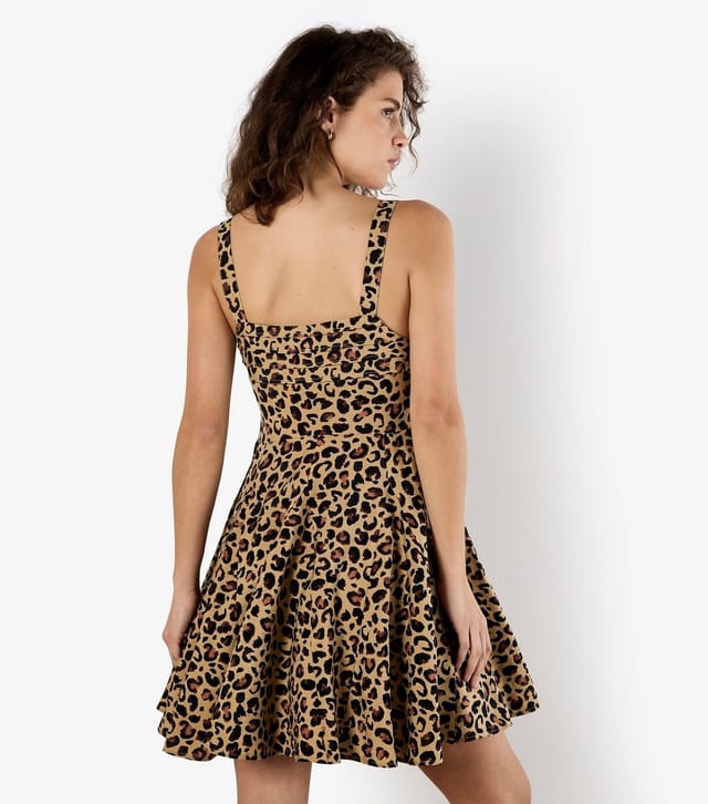 Apricot Women's Stone Leopard Print Skater Mini Dress Apricot New Look - 3