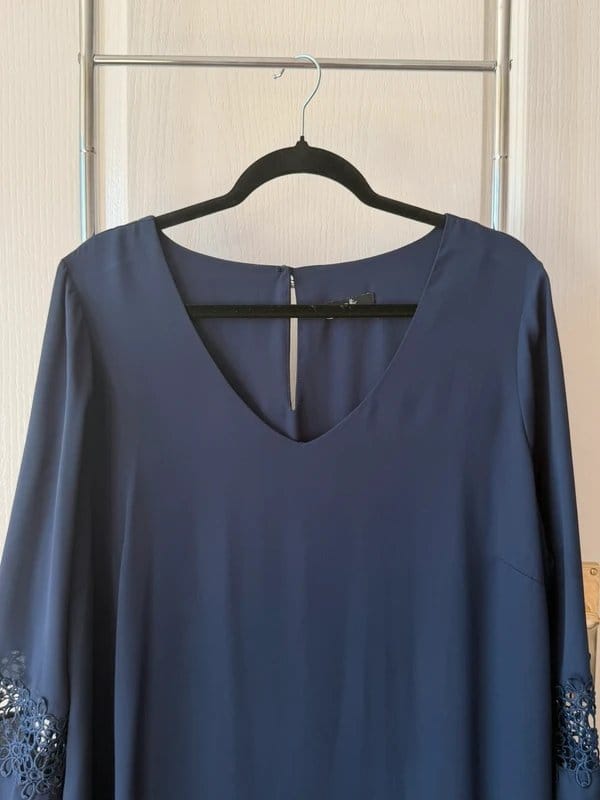 Wallis Navy Blue Lace-Detail Tunic Dress