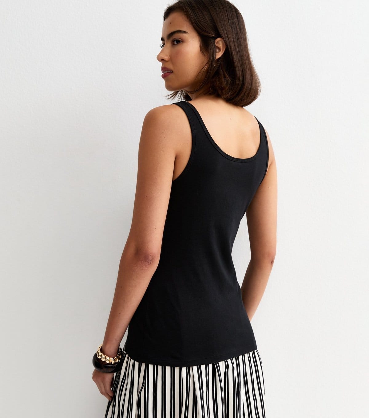 New Look Women's Black Cotton Scoop Neck Vest New Look - 4