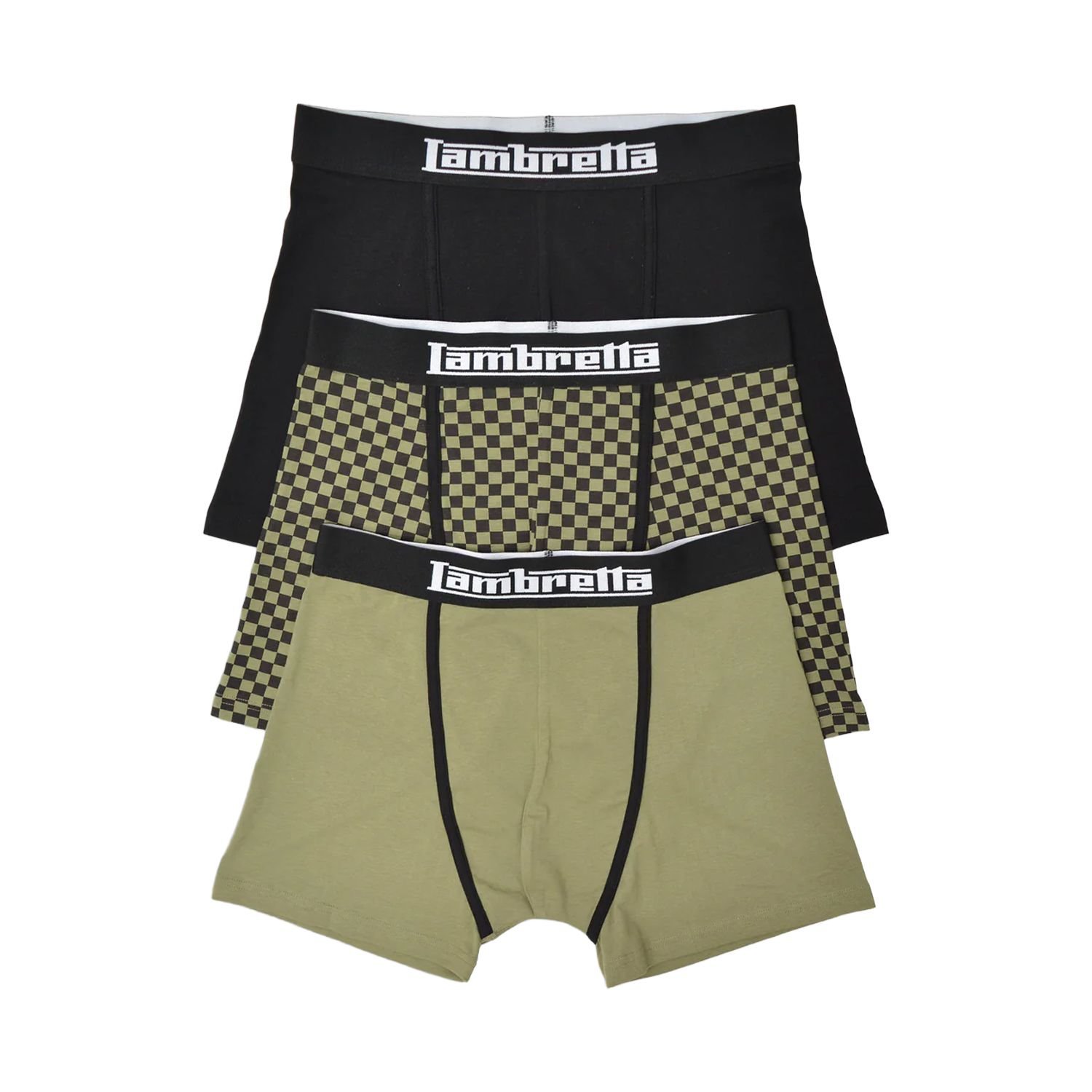 Lambretta Lambretta Men's Assorted Designs Boxer Shorts (Pack of 3) in Dark Green - 2