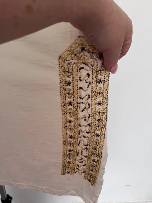 Zara Trafaluc Zara Trafaluc Cream Beaded Sleeveless Top Size S Boho Festival Embellished