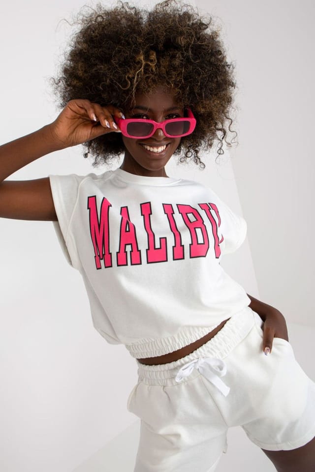 Love Lace Love Lace Women's Printed Blouse & High Waist Shorts Set in White - 3