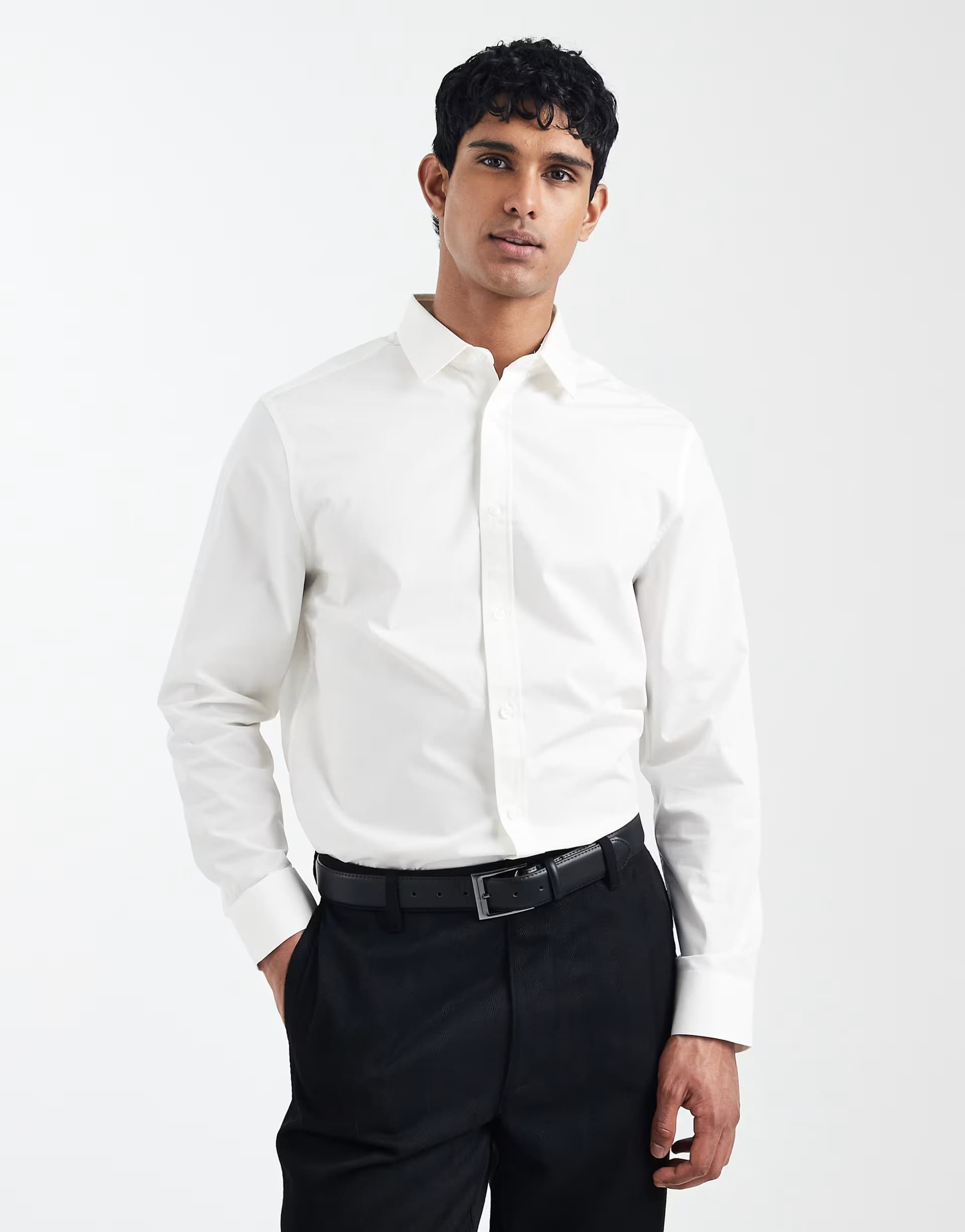 ASOS ASOS DESIGN regular fit smart poplin shirt in off white