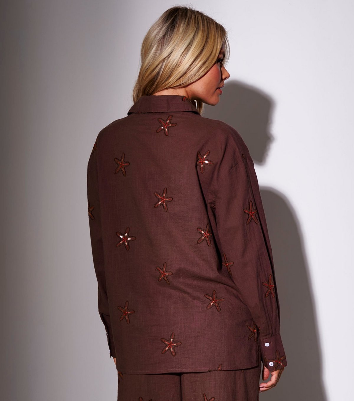 South Beach Women's Brown Starfish Embroidered Shirt South Beach New Look - 4