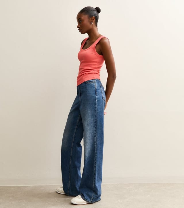 New Look Women's Dark Coral Wide Trim Scoop Vest Top New Look - 2