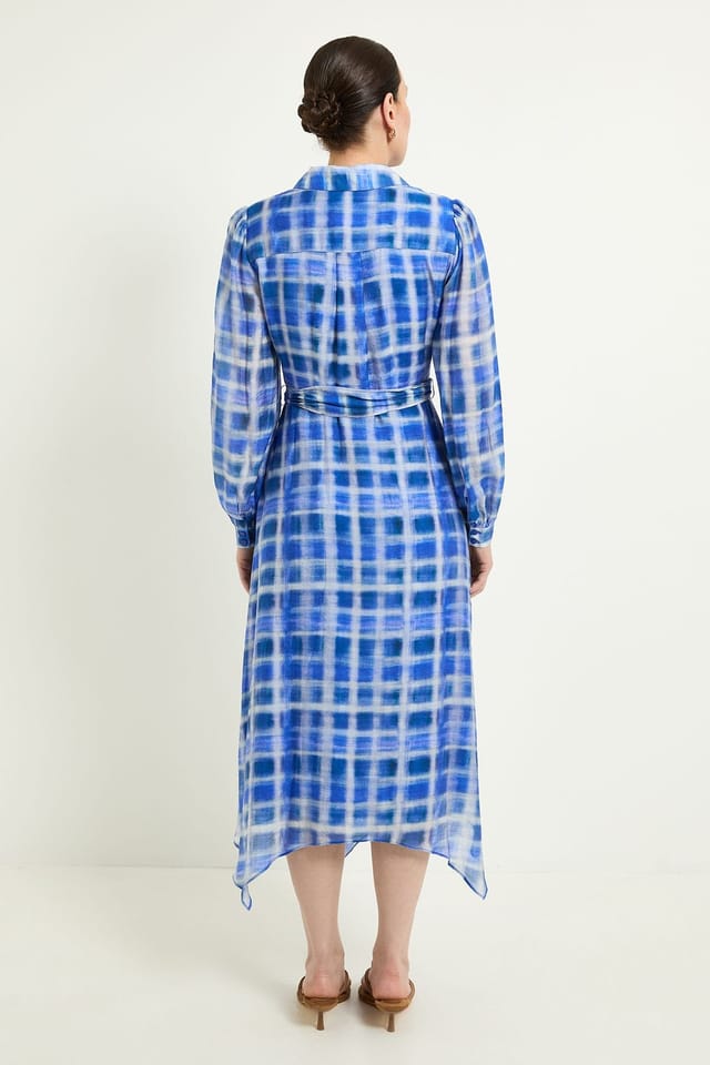 Wallis Wallis Women's Check Belted Shirt Dress in Blue - 3