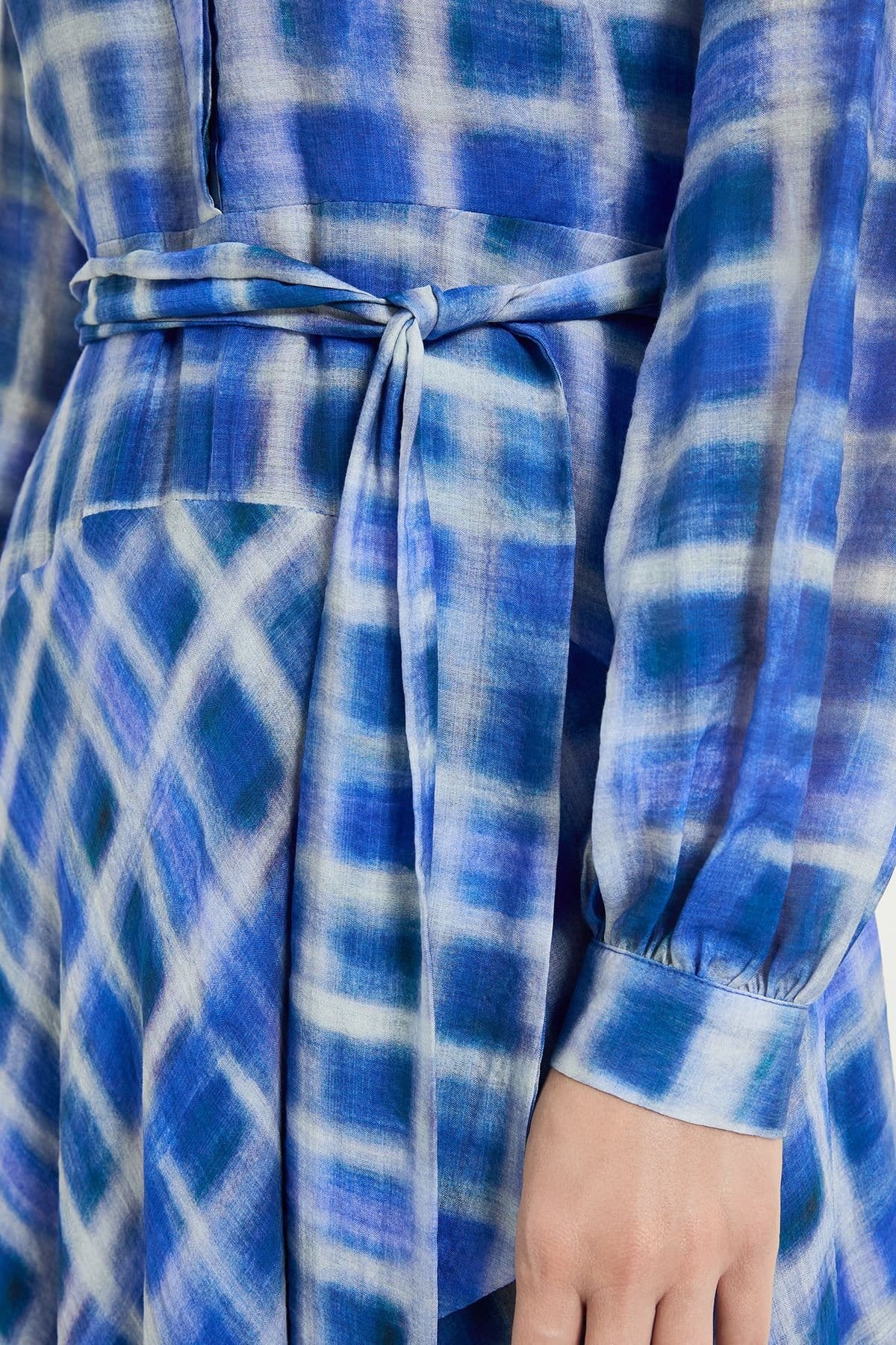 Wallis Wallis Women's Check Belted Shirt Dress in Blue - 4