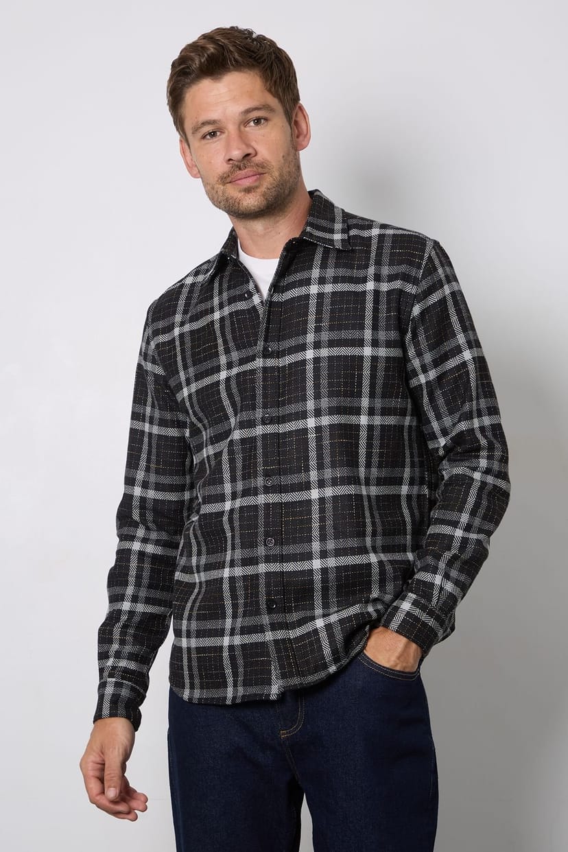 Burton Burton Men's Black Check Long Sleeve Shirt in Navy - 1