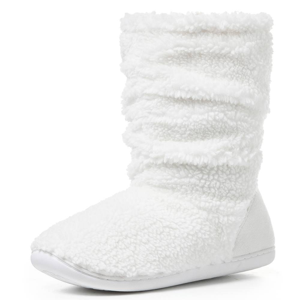 Viva VIVA Men's Polar Slipper Sherpa Boots Memory Foam Slipper Boots in White - 3