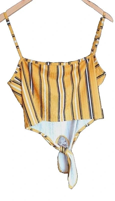 New Look New Look Tie Front Crop Top Striped Women's UK Size 14