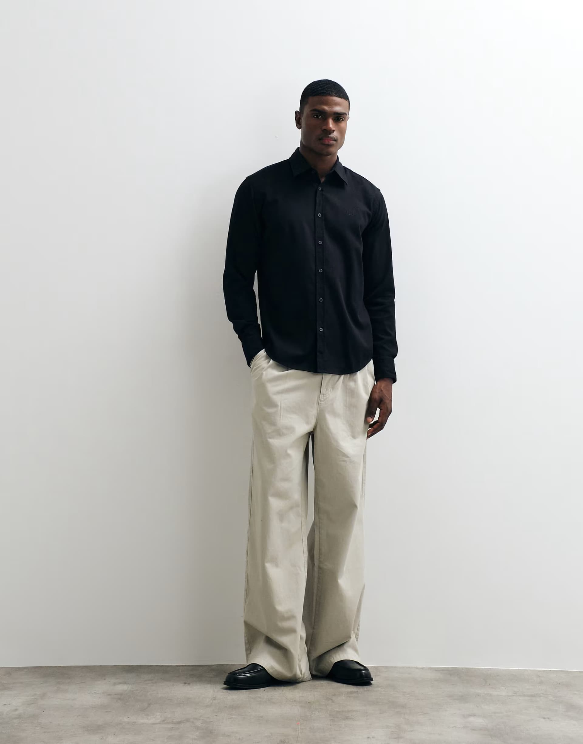 ASOS Boss Orange regular fit pique shirt in black