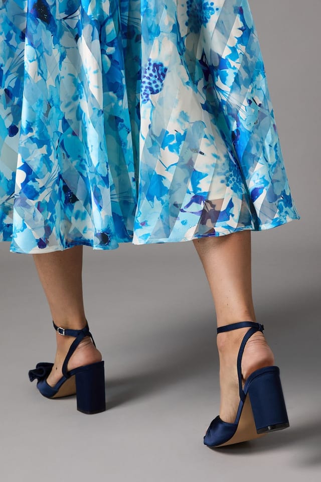 Coast Coast Women's Tina Satin Soft Ruffle High Block Heel Sandals in Navy - 2