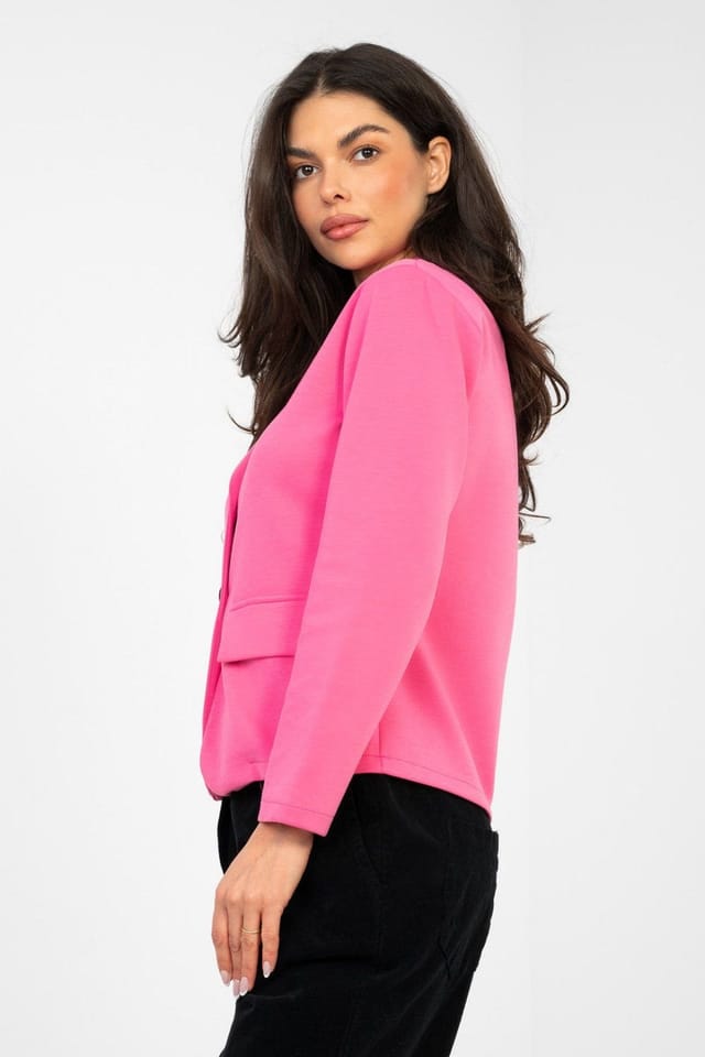 Love Lace Love Lace Women's Casual Short Single Breasted Blazer for Work in Pink - 2