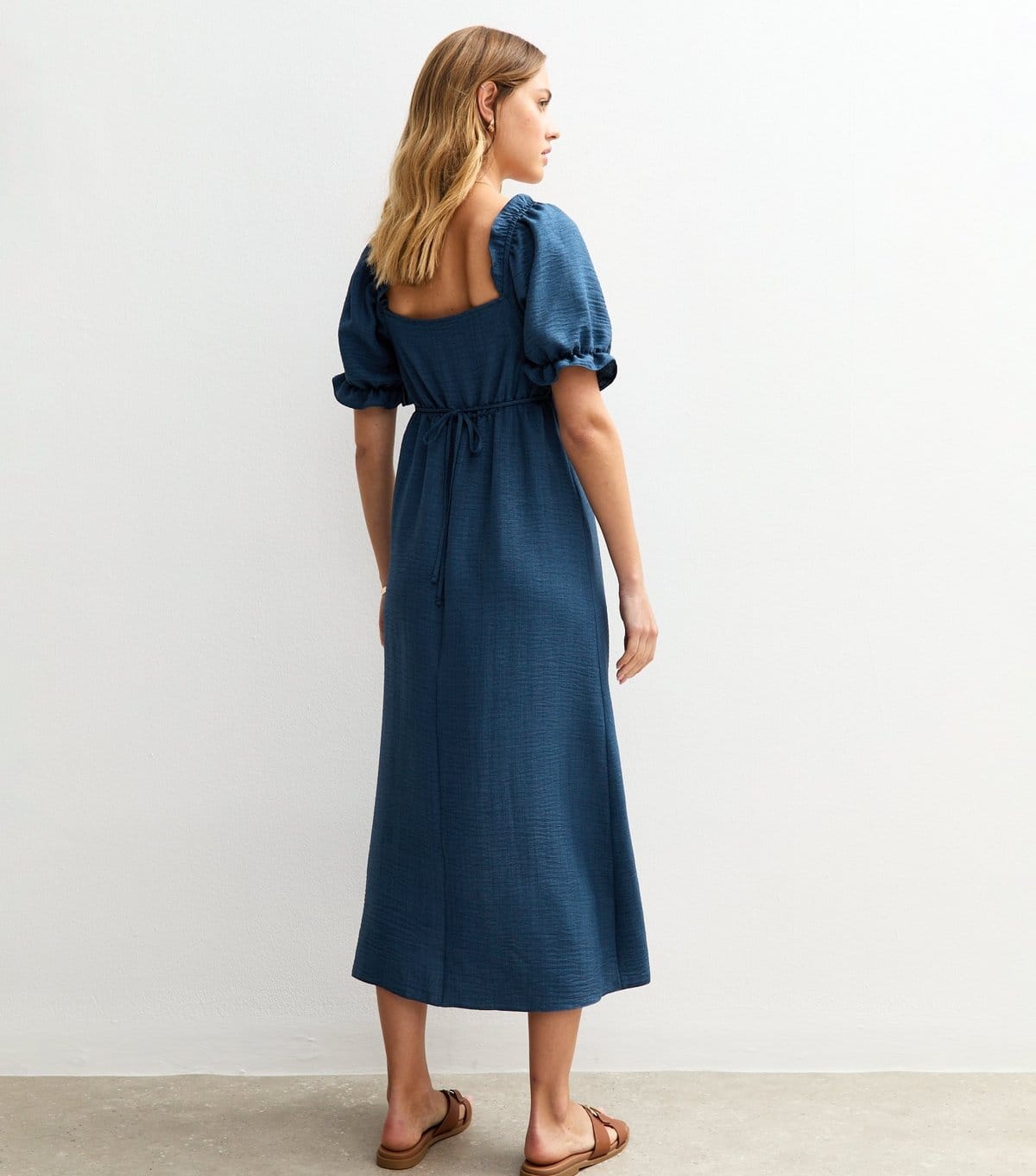 New Look Women's Indigo Blue Milkmaid Puff Sleeve Midi Dress New Look - 4