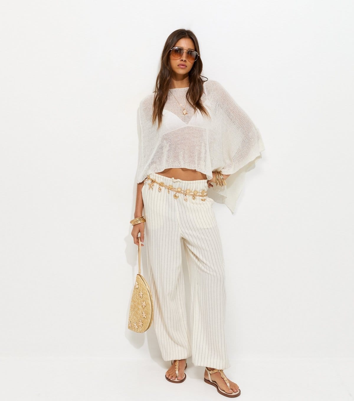 New Look Women's White Knitted Poncho New Look - 1