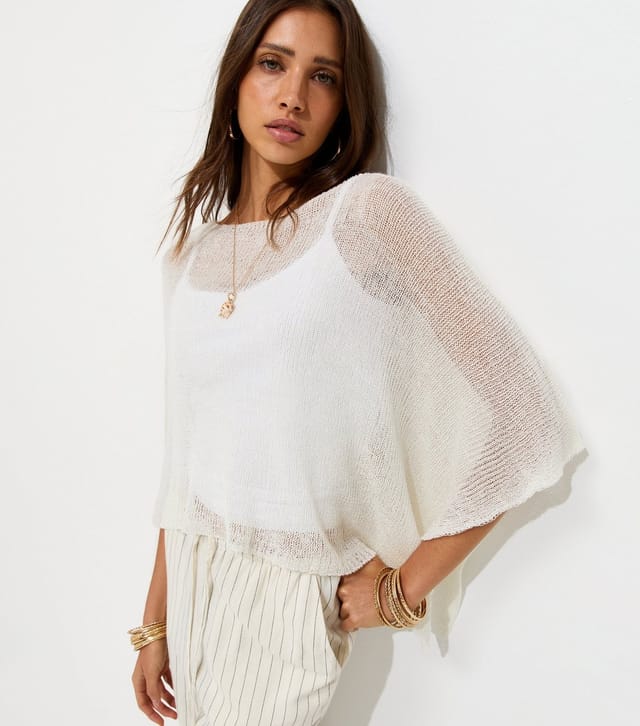 New Look Women's White Knitted Poncho New Look - 3