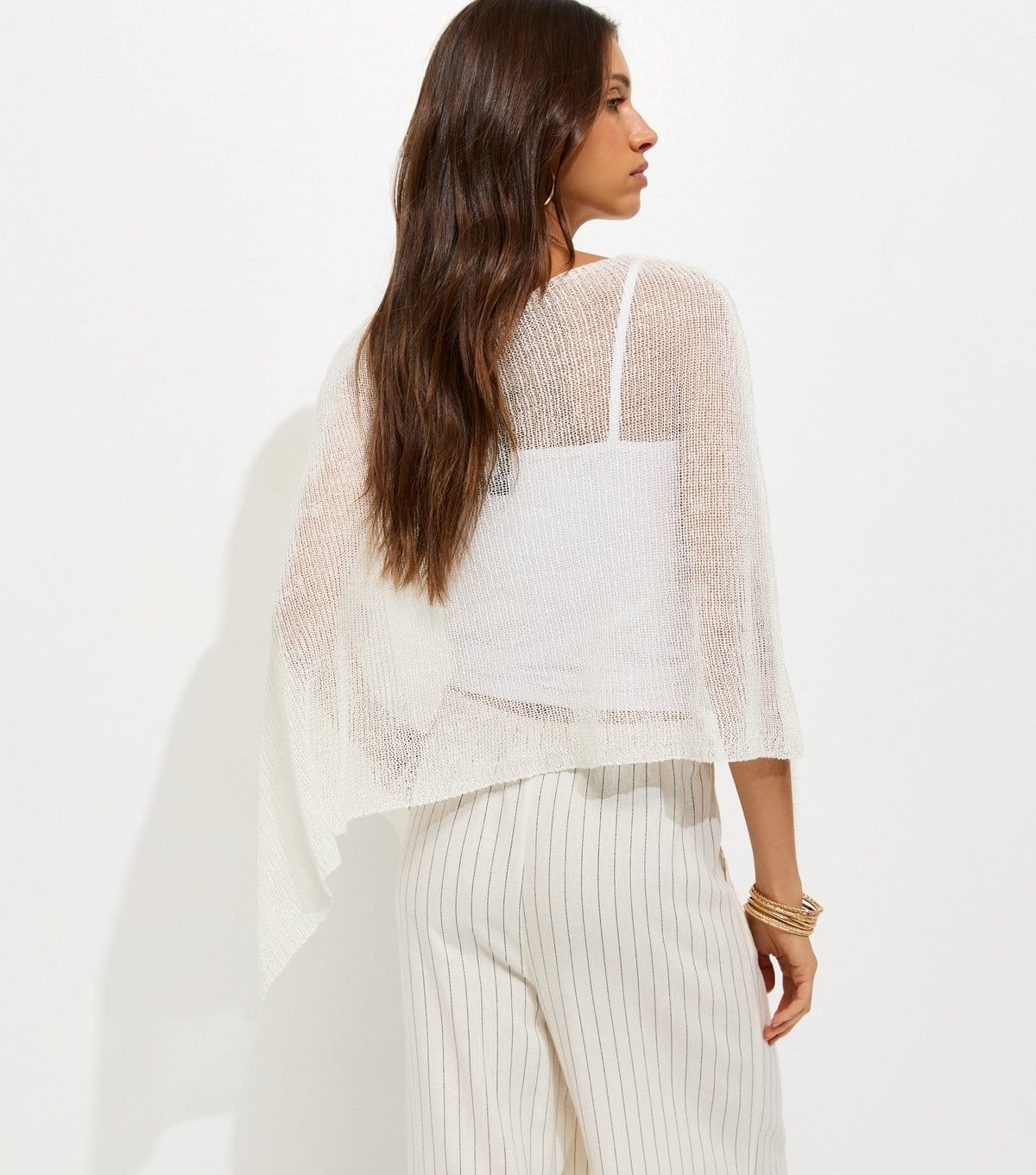 New Look Women's White Knitted Poncho New Look - 4