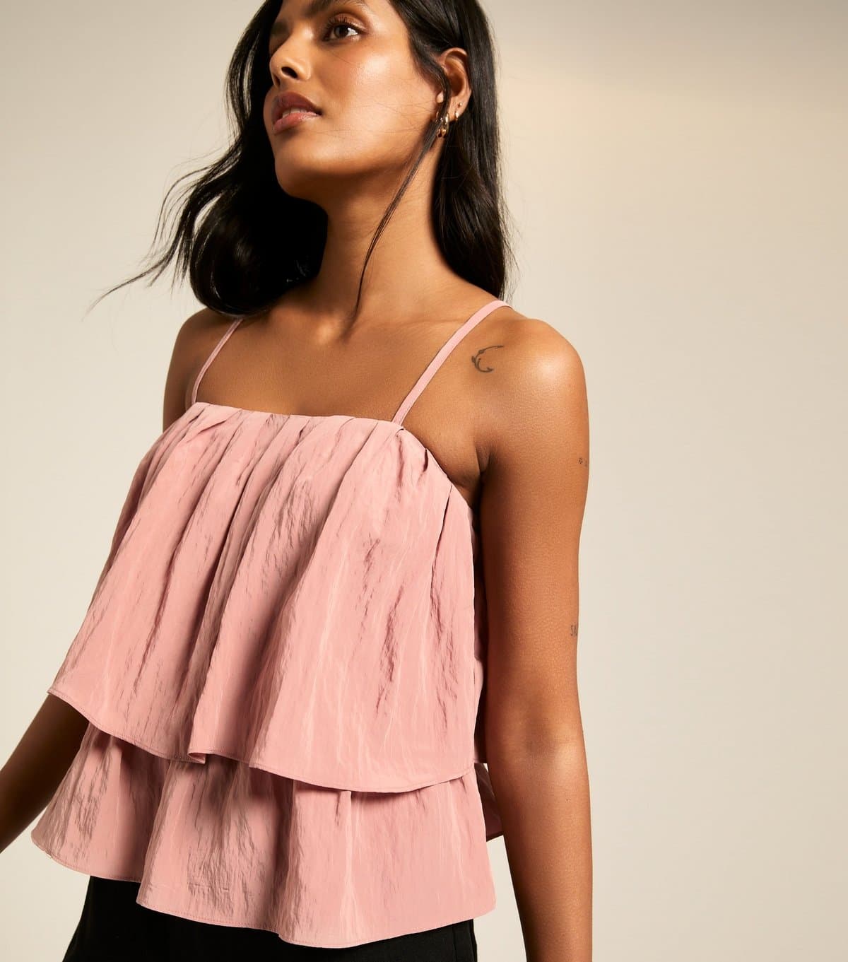 New Look Women's Pink Tiered Cami Top New Look