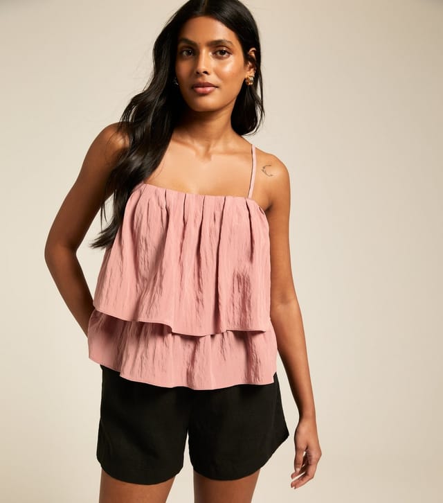 New Look Women's Pink Tiered Cami Top New Look - 2