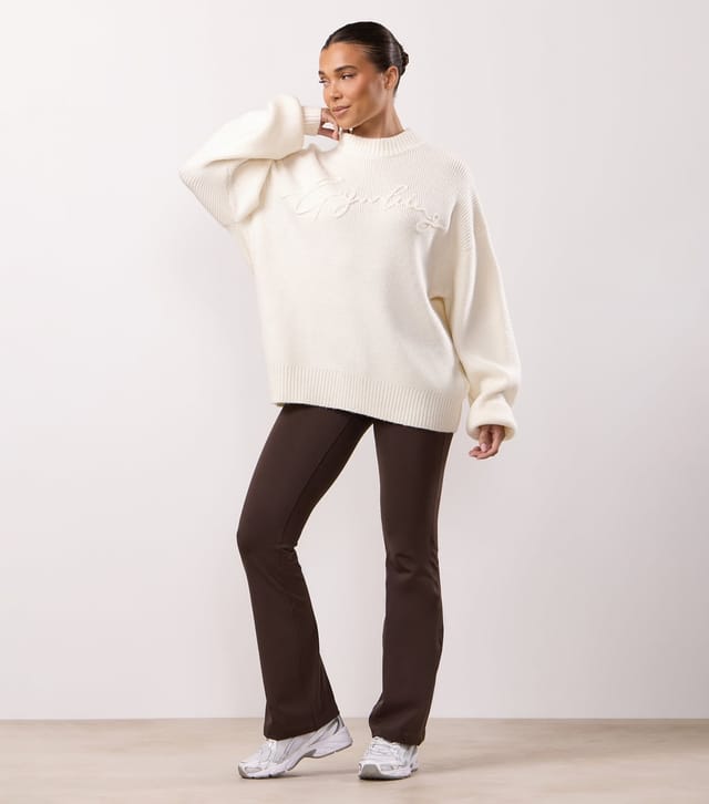 Gym King Women's Cream Rib Knit Sweatshirt Gym King New Look - 2