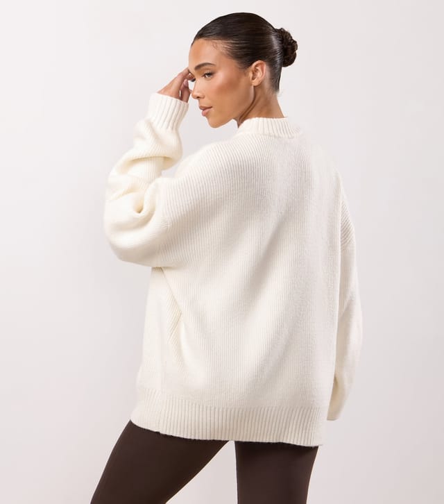 Gym King Women's Cream Rib Knit Sweatshirt Gym King New Look - 3