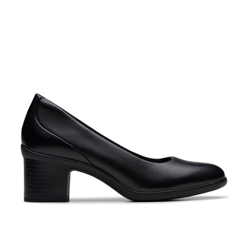 Clarks Clarks Women's Shaya Poppy Black Leather Slip Ons, Heels - 1