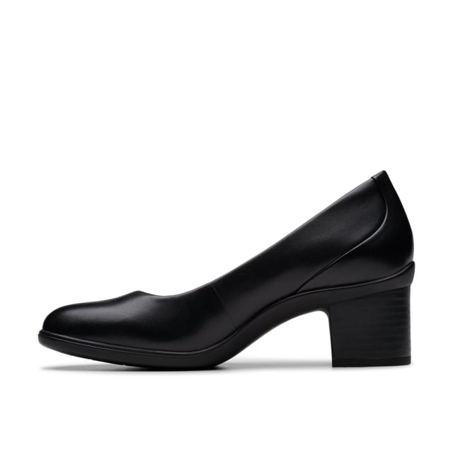 Clarks Clarks Women's Shaya Poppy Black Leather Slip Ons, Heels - 2