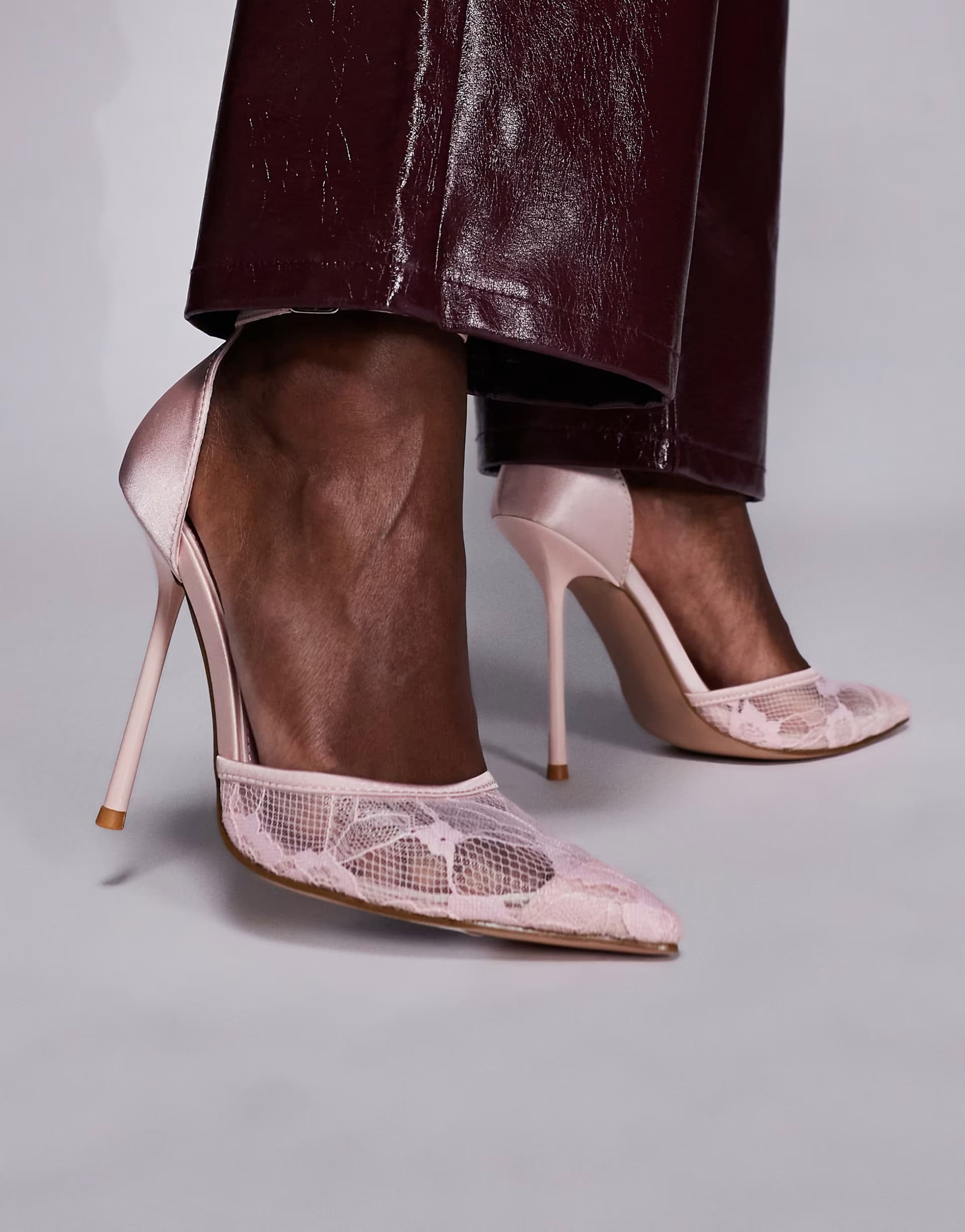 ASOS Simmi London Deena heeled shoes in pink lace 