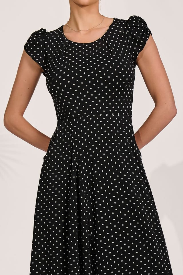 Jolie Moi Jolie Moi Women's Lap Over Short Sleeve Jersey Dress in Black - 3