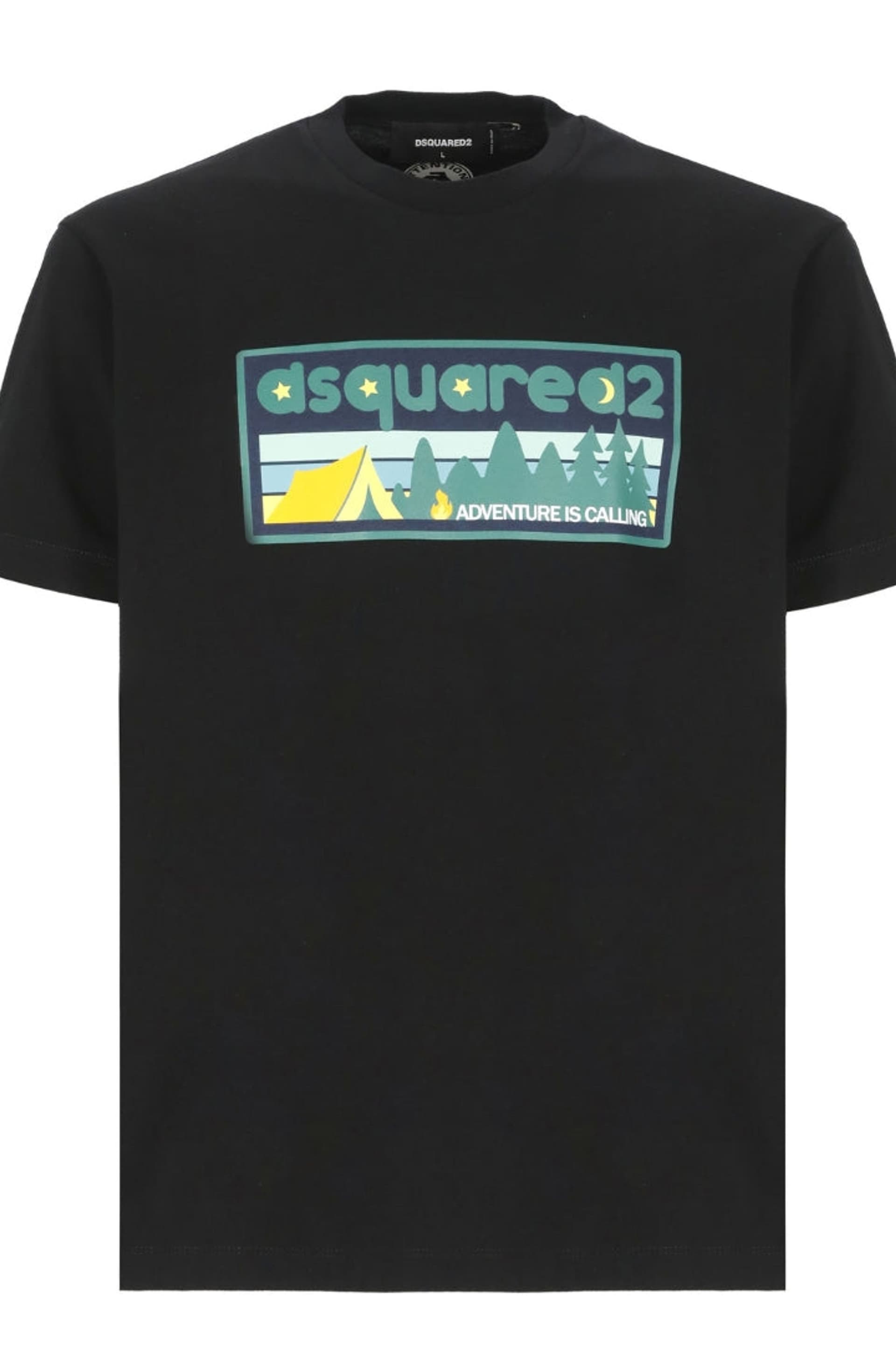 Dsquared2 Dsquared2 Men's Adventure Is Calling Short Sleeve Round T-shirt in Black