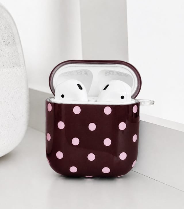 Coconut Lane Brown & Pink Polka Dot Airpods Case Coconut Lane New Look - 2