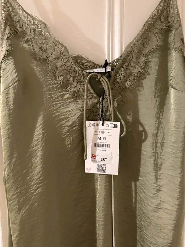Bershka Khaki Lace-Trim Cami Top