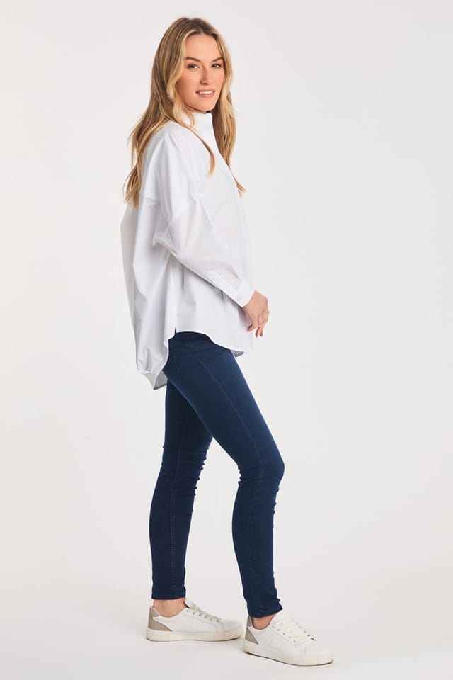 French Connection French Connection Women's Cotton Long Sleeve Poplin Popover High-Low Hem Shirt in White - 3
