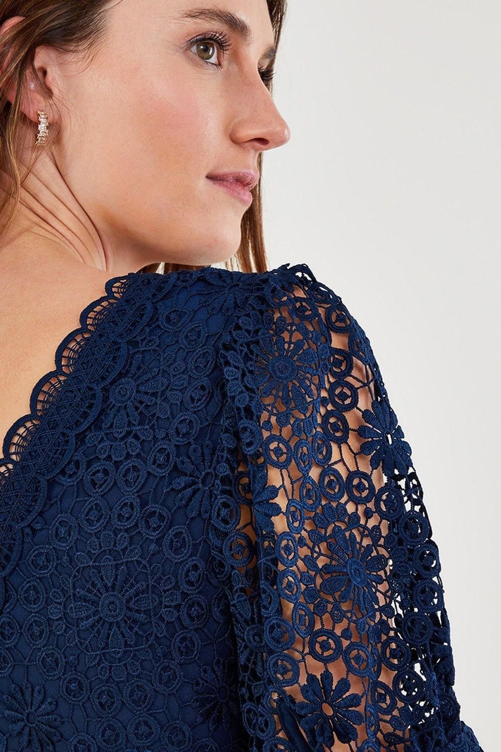 Monsoon Monsoon Women's Lilibet Lace Maxi Dress Blue - 4