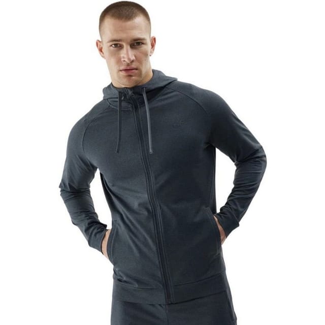 4F 4F Men's WAW24TFSWM403 Full Zip Hoodie in Black - 3