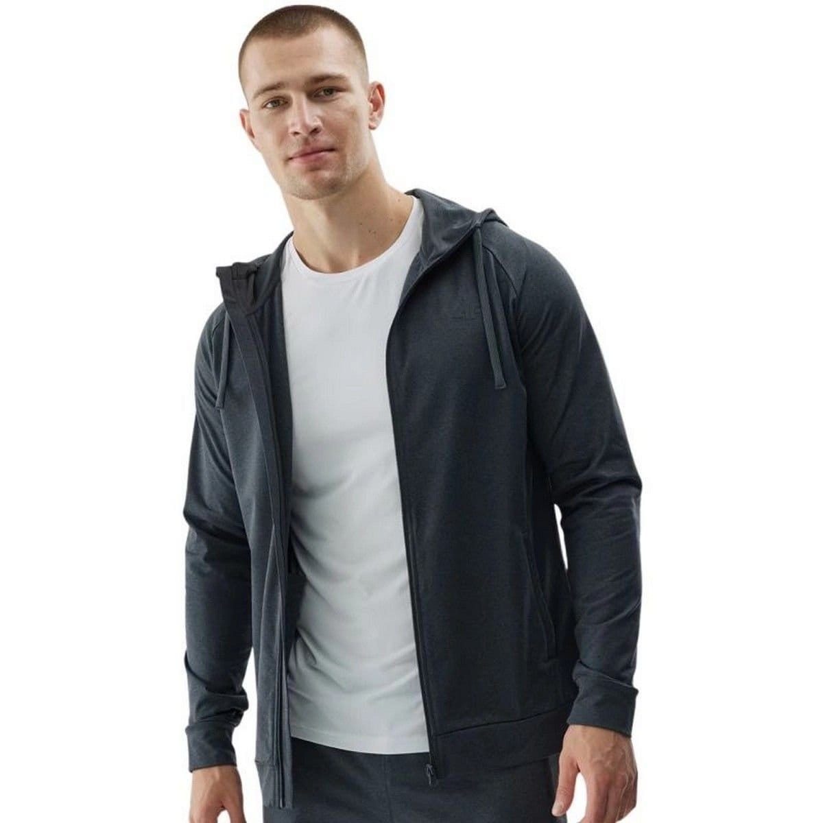 4F 4F Men's WAW24TFSWM403 Full Zip Hoodie in Black - 4