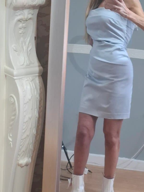 River Island River Island Mini Dress | UK 10 | Baby Blue Satin | Diamanté Straps | Stretch | Versatile Wear