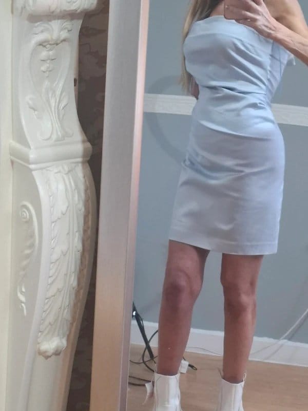 River Island River Island Mini Dress | UK 10 | Baby Blue Satin | Diamanté Straps | Stretch | Versatile Wear - 1