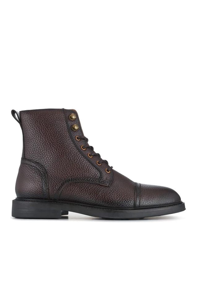 Jones Bootmaker Jones Bootmaker Men's Davide Leather Wide-Fit Military Boots in Brown - 2