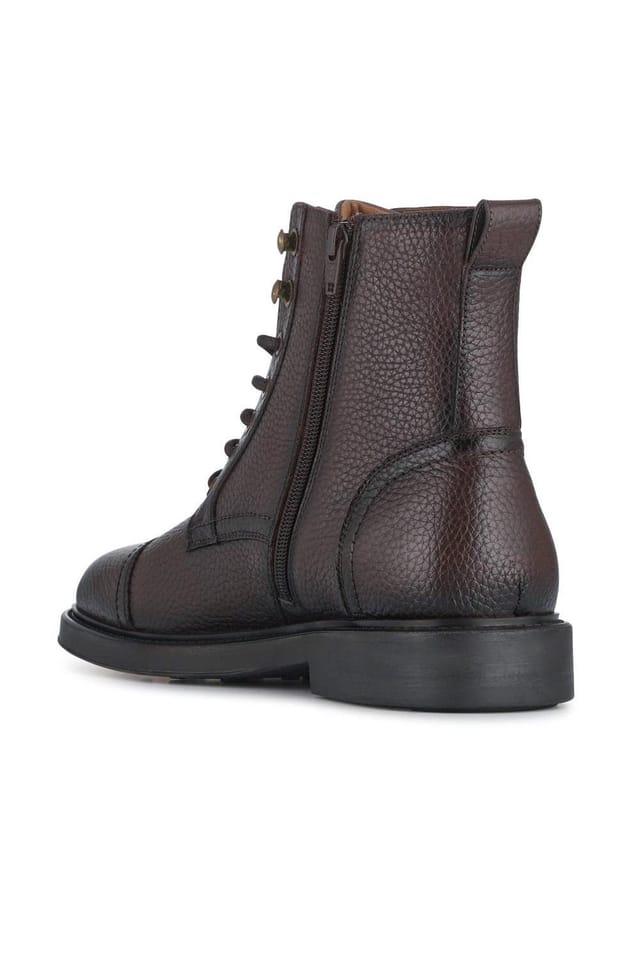 Jones Bootmaker Jones Bootmaker Men's Davide Leather Wide-Fit Military Boots in Brown - 3