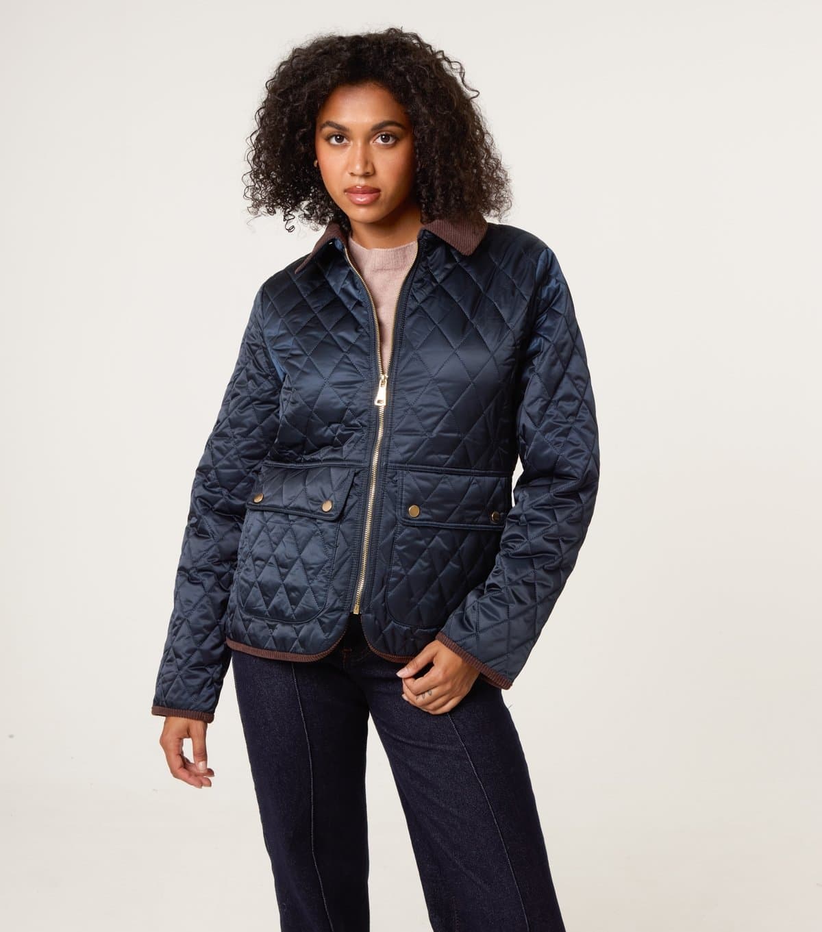 Blue Vanilla Women's Navy Diamond Quilted Jacket Blue Vanilla New Look