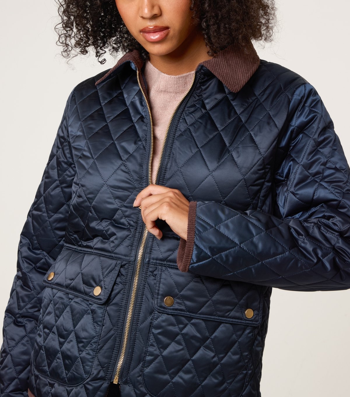 Blue Vanilla Women's Navy Diamond Quilted Jacket Blue Vanilla New Look - 3