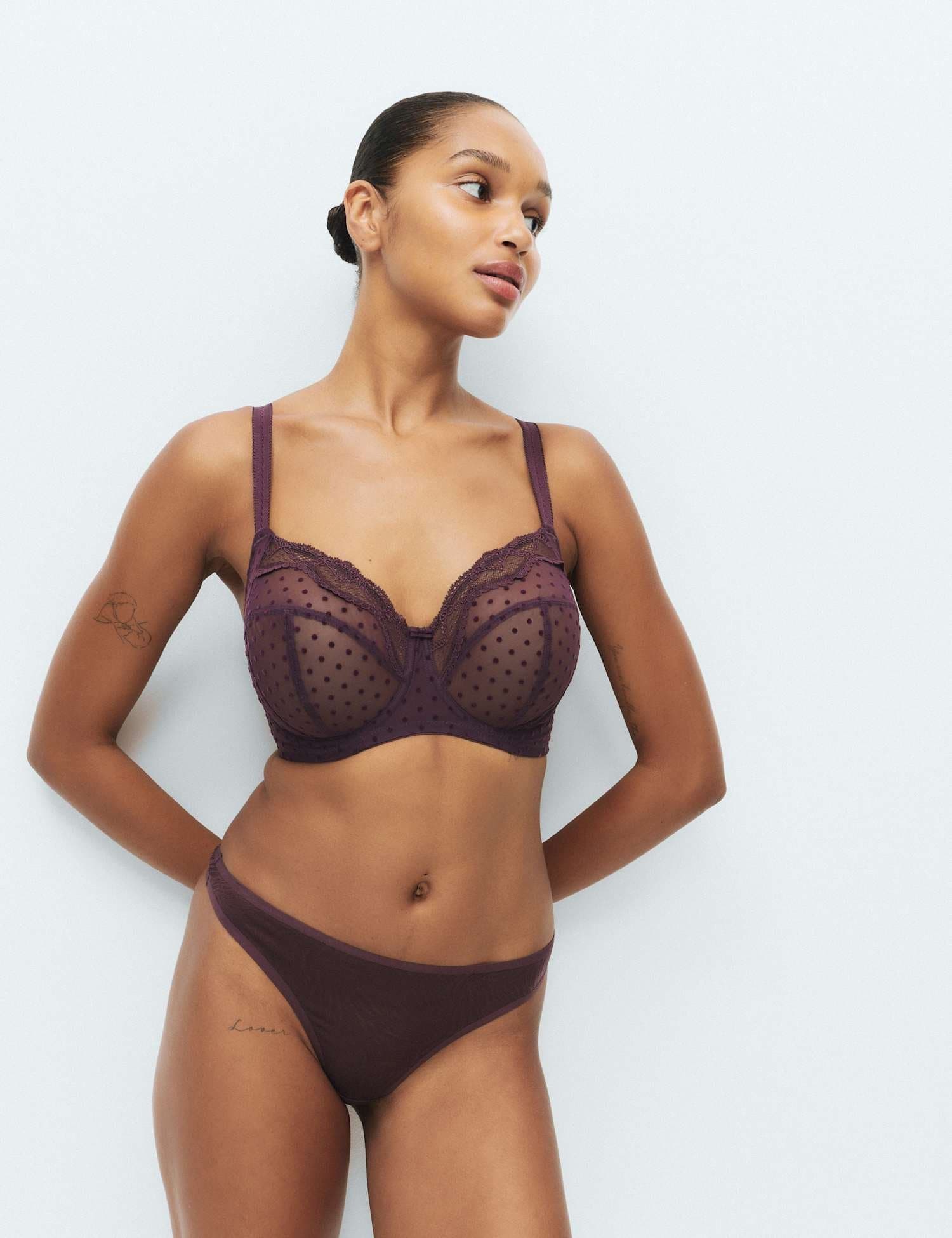 Marks & Spencer M&S Mesh Wired Extra Support Bra F-J Dark Aubergine