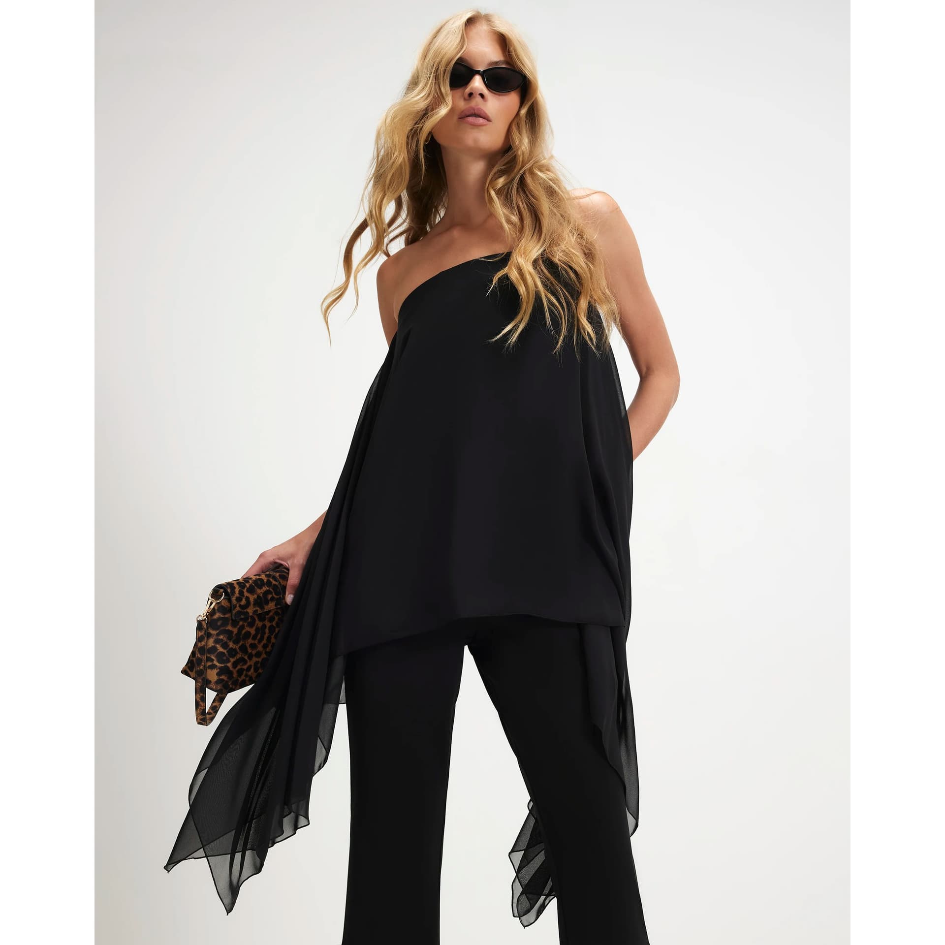 River Island River Island Womens Black Mesh Detail Bandeau Jumpsuit