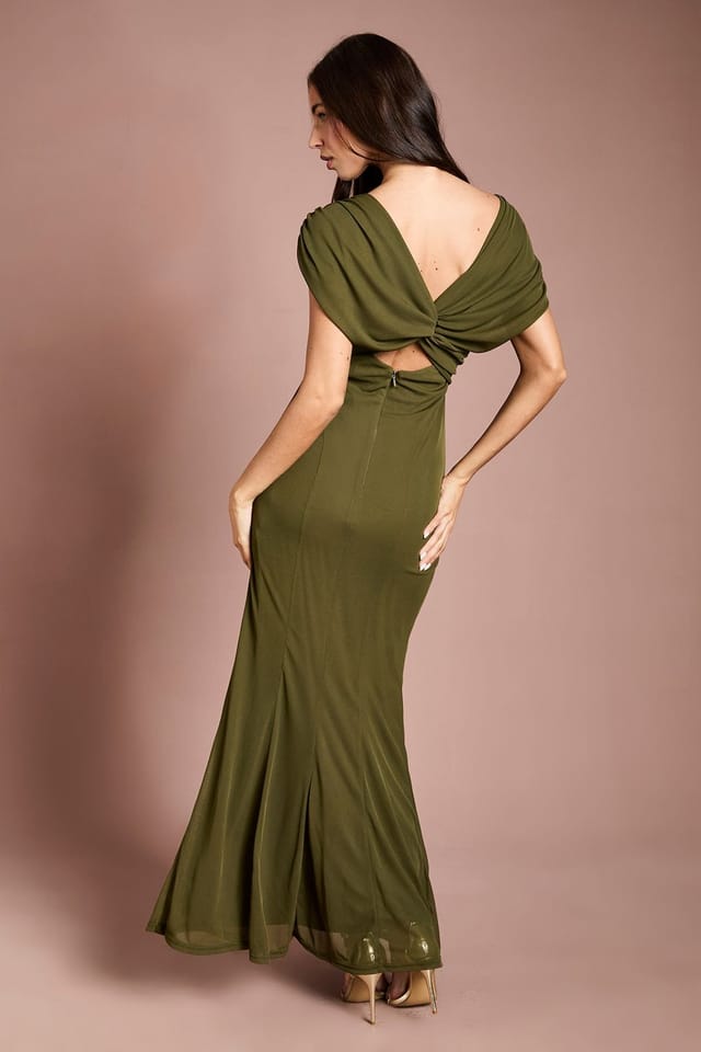 Coast Coast Women's Contour Collective Wrap Front Stretch Jersey Maxi Dress in Khaki - 3