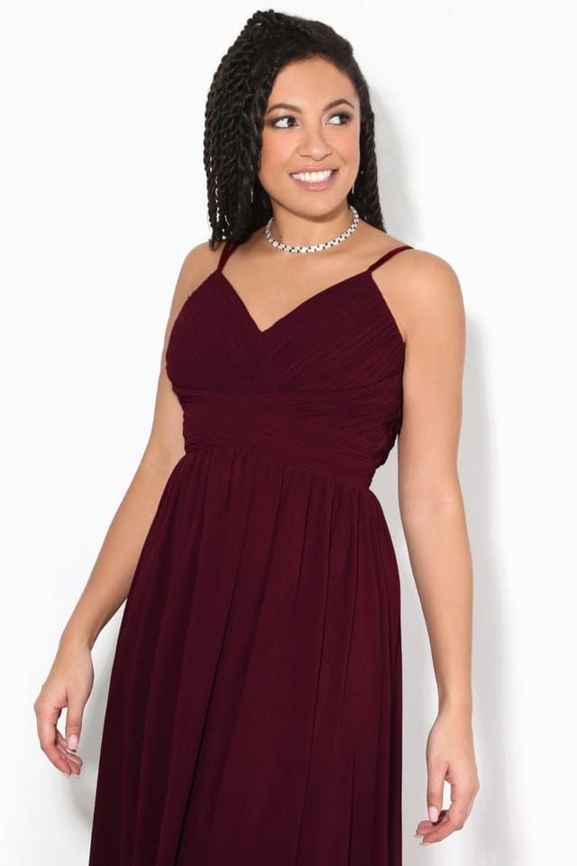 KRISP KRISP Women's Crochet Back Strappy Chiffon Maxi Dress in Red - 2
