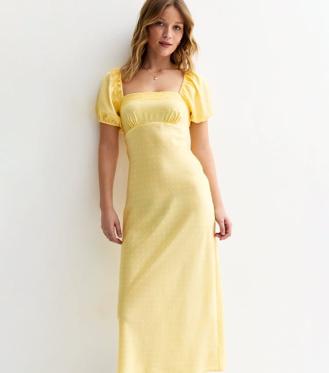 New Look Women's Yellow Polka Dot Puff Sleeve Midi Dress New Look - 3