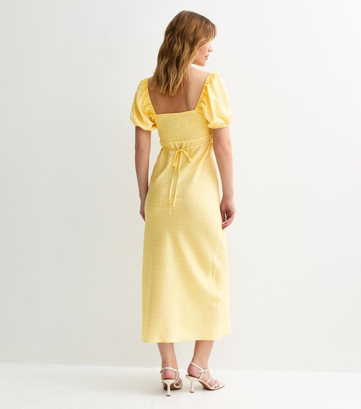 New Look Women's Yellow Polka Dot Puff Sleeve Midi Dress New Look - 4